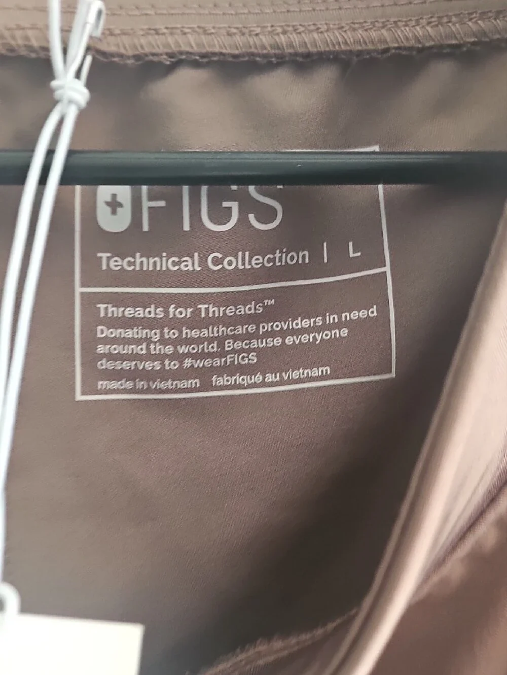 Figs Women's Brown Scrub Joggers with Pink Drawstring - Picture 4 of 7
